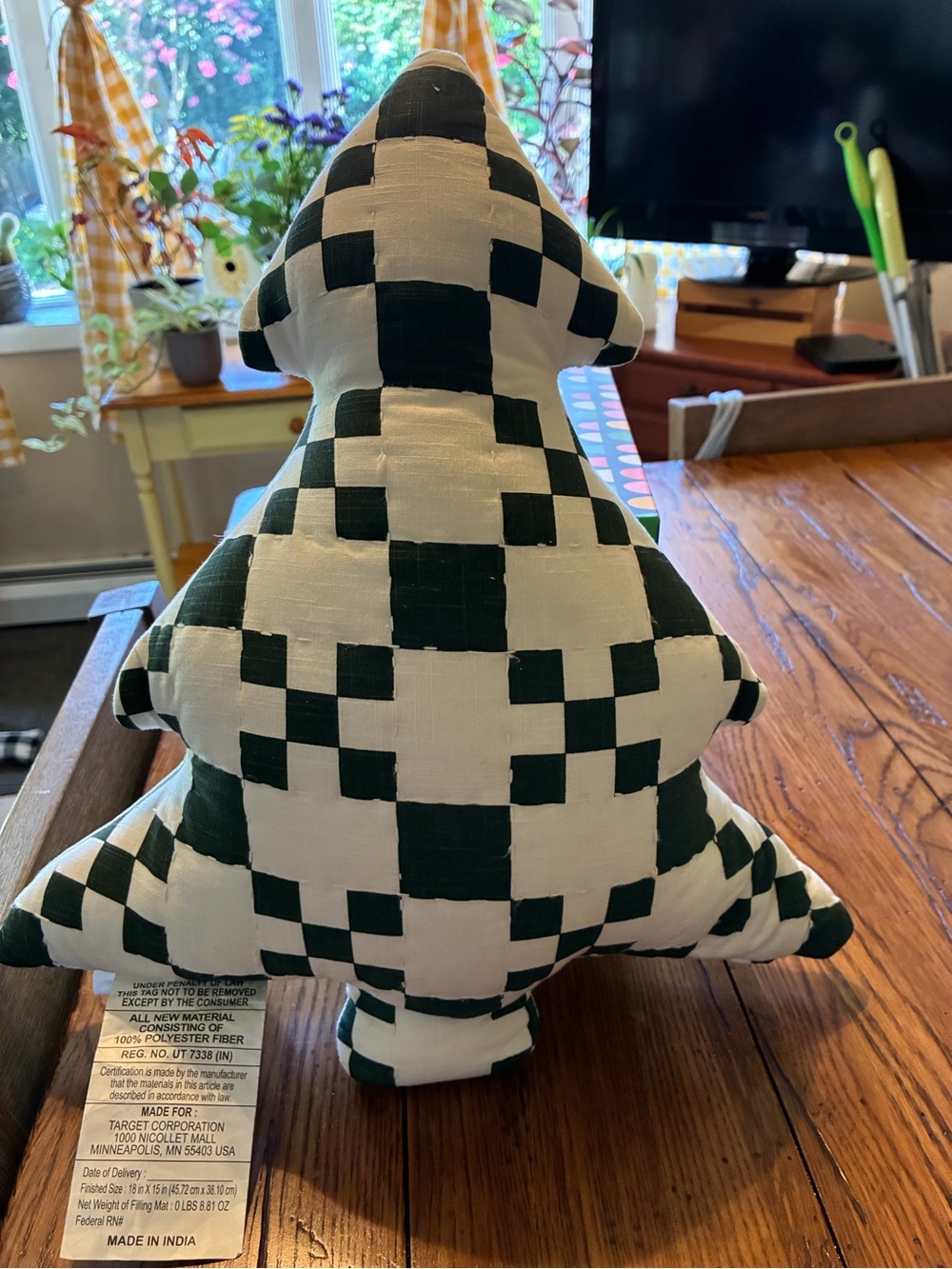 Target Green and White Check Holiday Quilt Tree Pillow